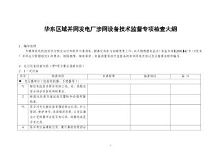 华东区域并网发电厂涉网设备技术监督专项检查大纲