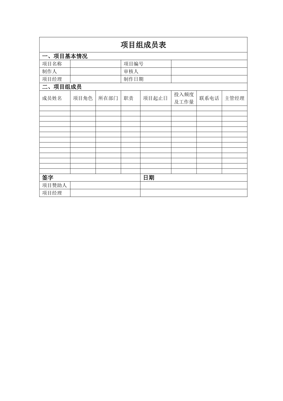 华为项目管理10大模板(可直接套用-非常实用的项目管理模板)_第1页