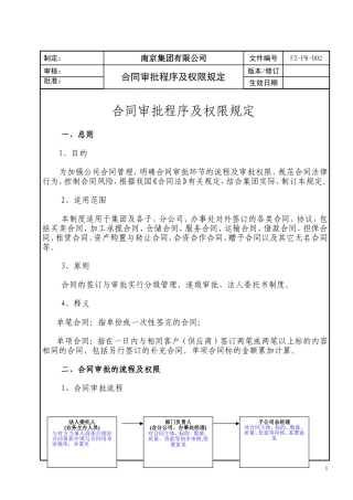 合同审批流程及权限规定