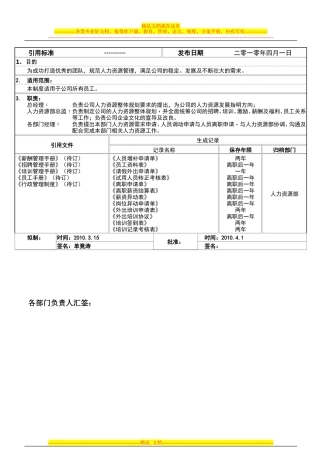 华海公司人事管理制度(20100326)