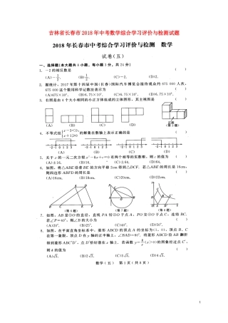 吉林省长春市2018年中考数学综合学习评价与检测试题(五-扫描版)