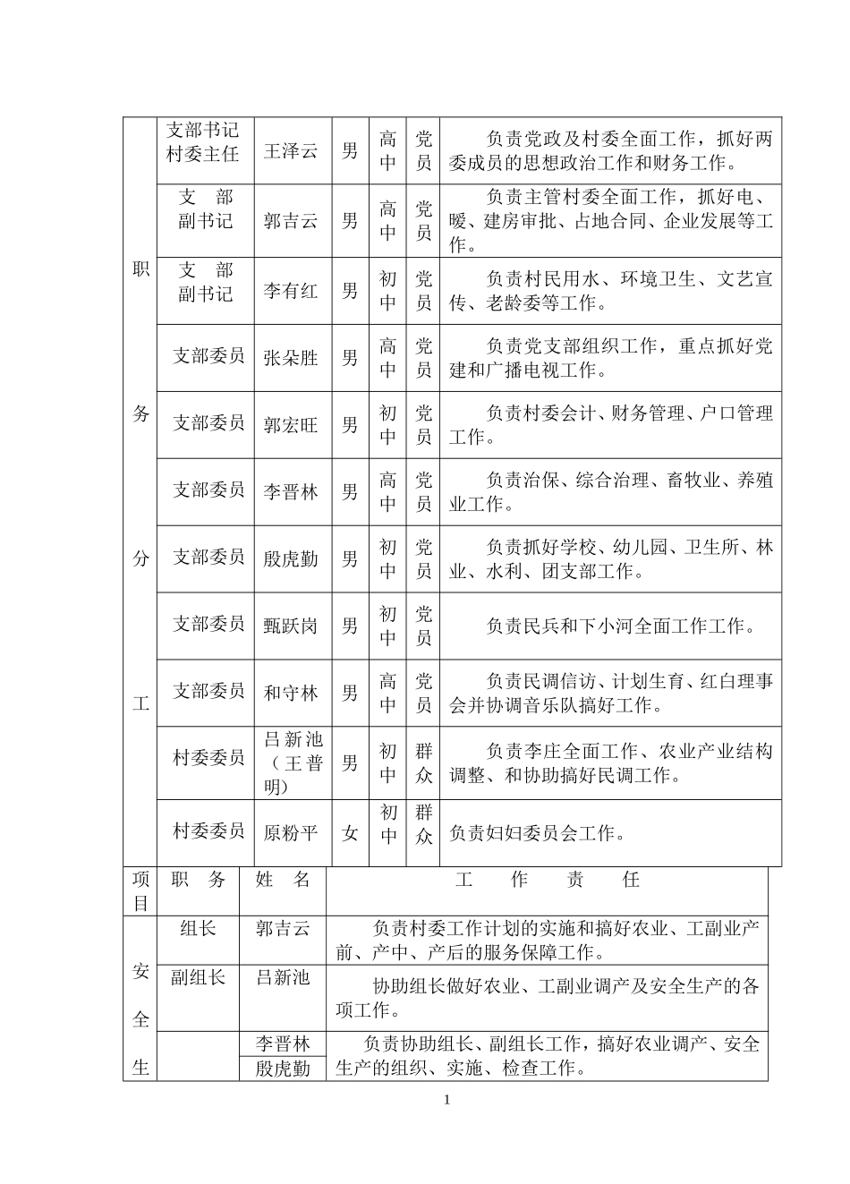 和村村两委成员分工负责表_第2页