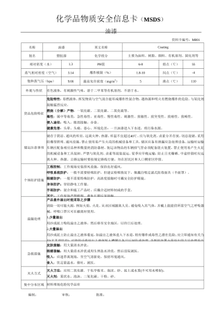 华谊科技化学品MSDS