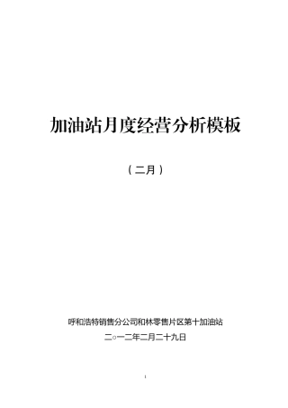 和林十站加油站二月经营分析模板