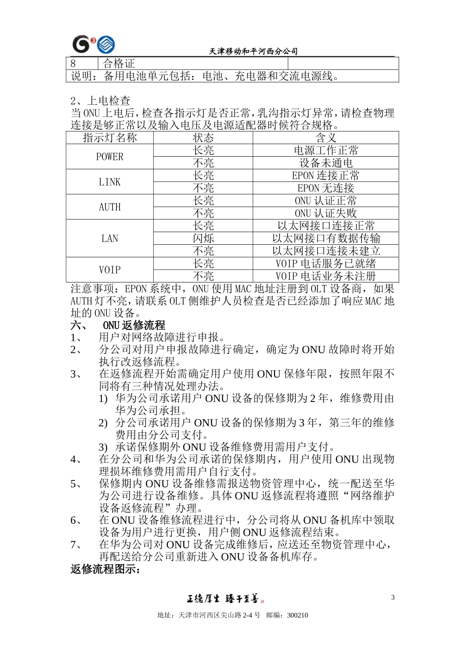 和平河西分公司ONU设备管理流程(1.0)_第3页