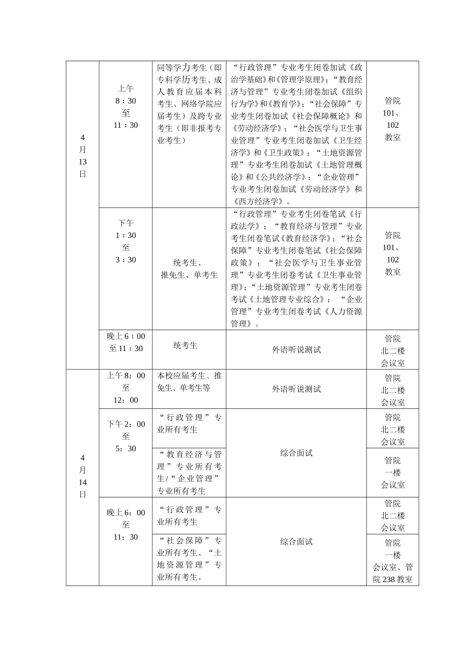 华中师范大学行政管理专业研究生招生一览表_第3页
