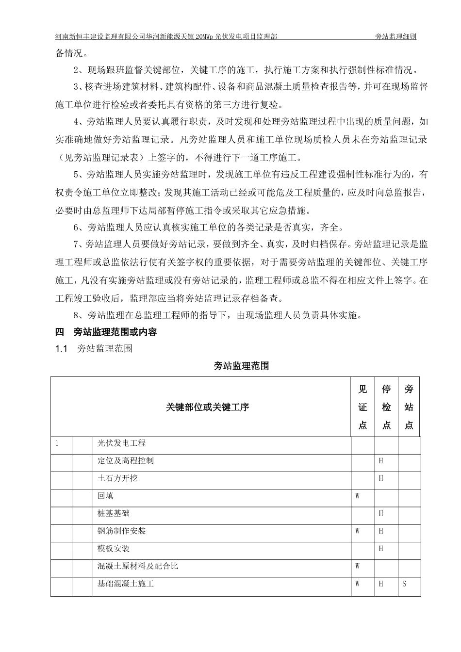 华润新能源天镇20MWp光伏发电项目旁站监理实施细则08_第3页
