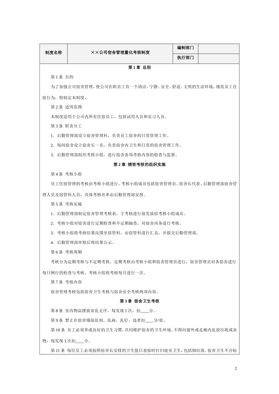 后勤管理部考核图表、制度_第2页