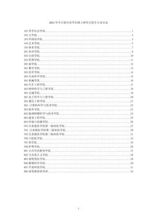 吉林大学2011年全日制专业学位硕士研究生招生专业目录