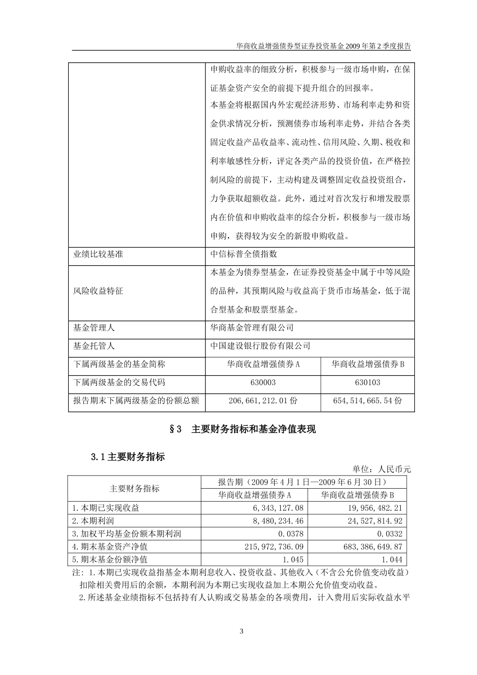 华商收益增强债券型证券投资基金2009年第2季度报告_第3页