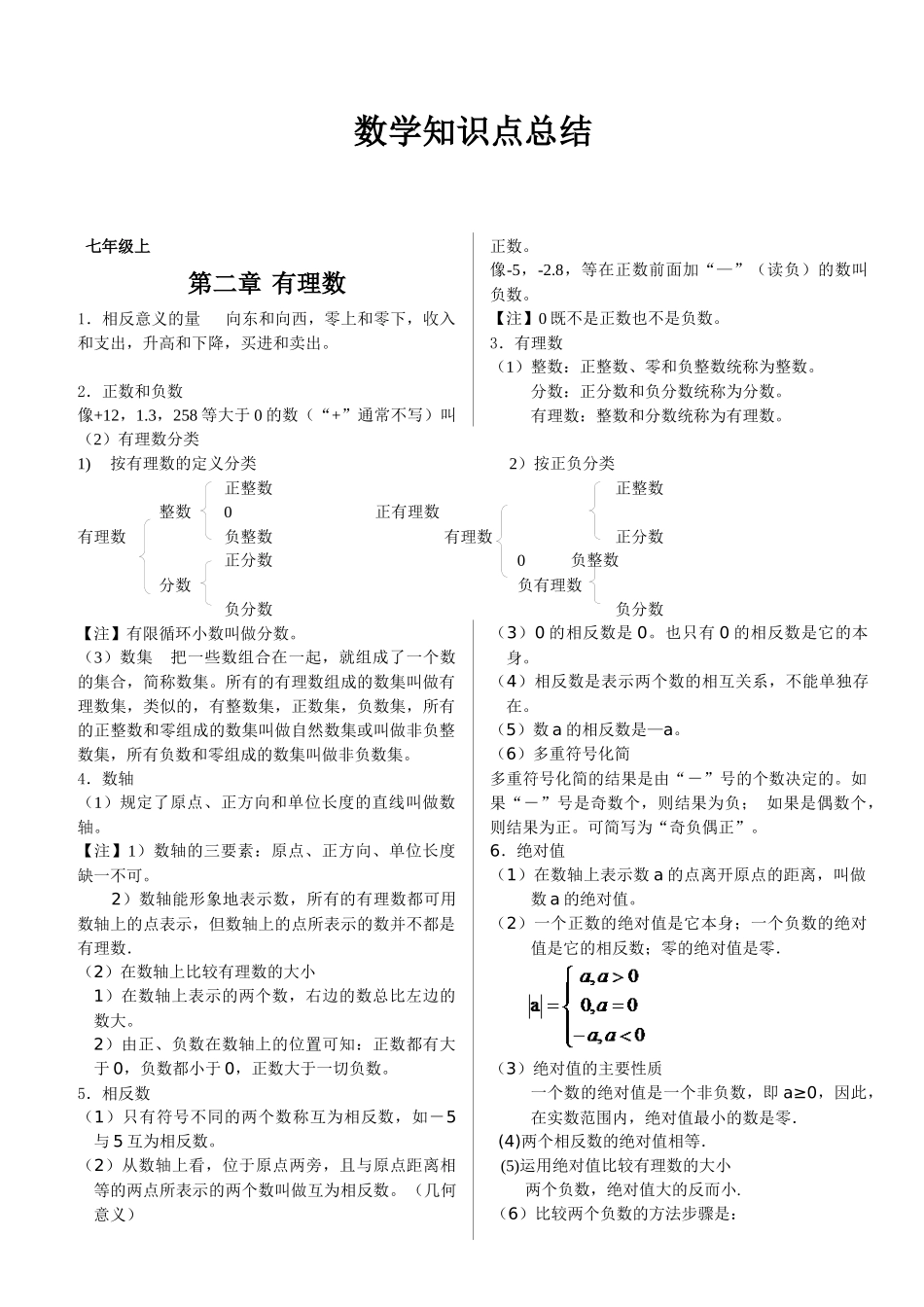 华师大版初中数学知识点总结_第1页