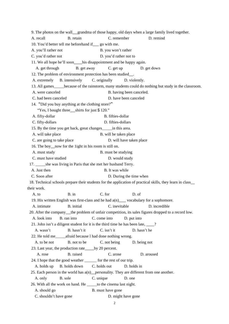 历年陕西省专升本英语真题(答案解析超全)_第2页