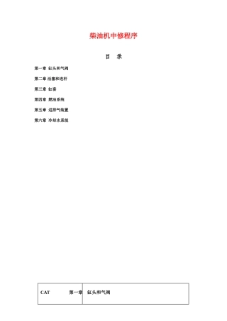 卡特(CAT)柴油机中修维修程序
