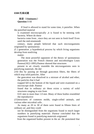 历年托福考试阅读真题汇总含答案