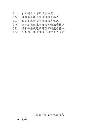 可研报告标准格式