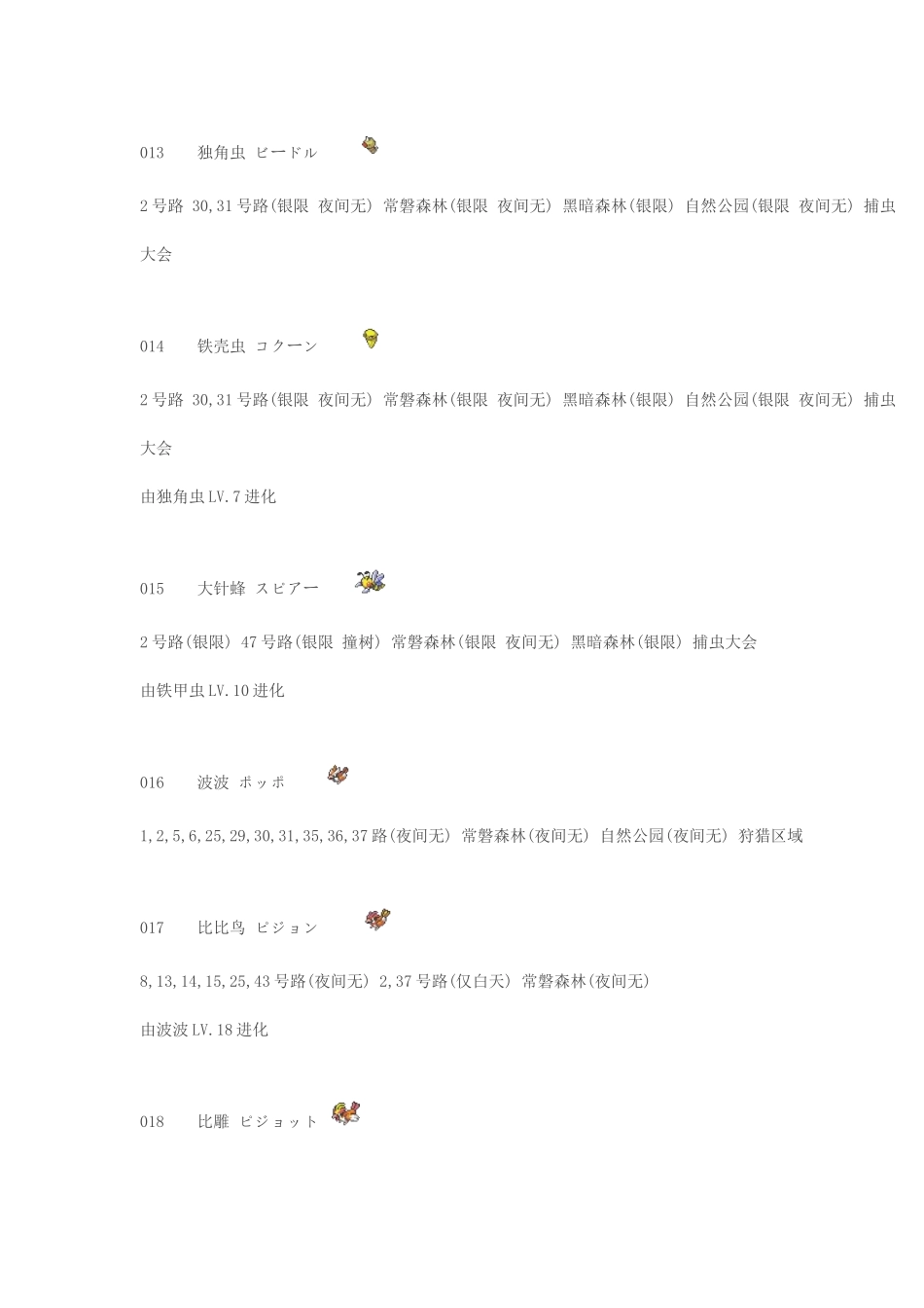 口袋妖怪火红捕捉进化表_第3页