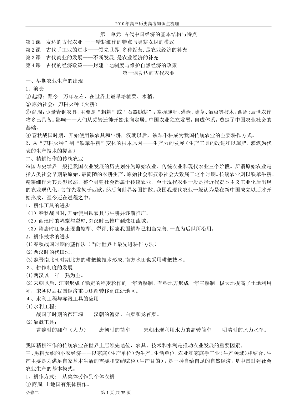 历史必修二知识点梳理(苏教版)_第1页