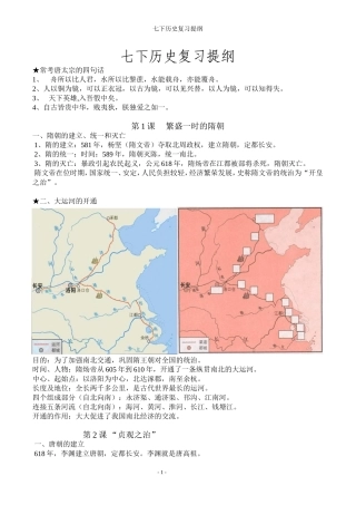 历史七下复习提纲不看后悔!