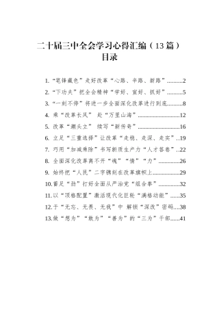 二十届三中全会学习心得汇编（13篇）