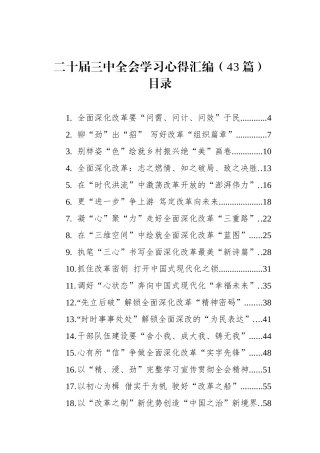 二十届三中全会学习心得汇编（43篇）