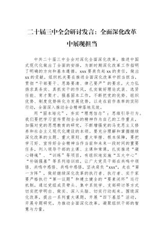 二十届三中全会研讨发言：全面深化改革中展现担当