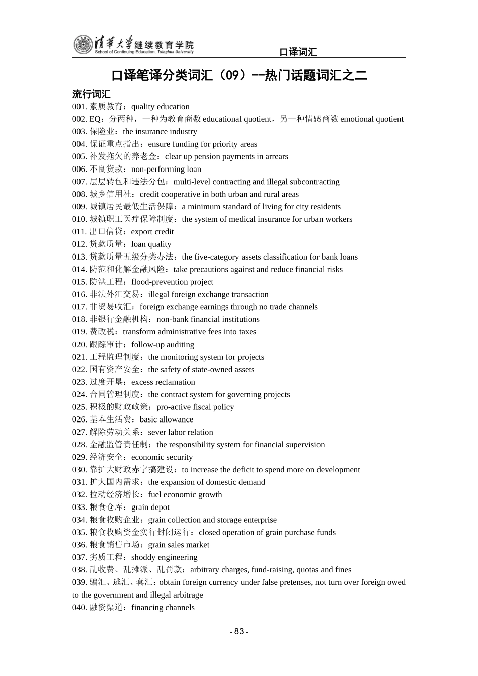 口译笔译分类词汇(09)--热门话题词汇1_第1页