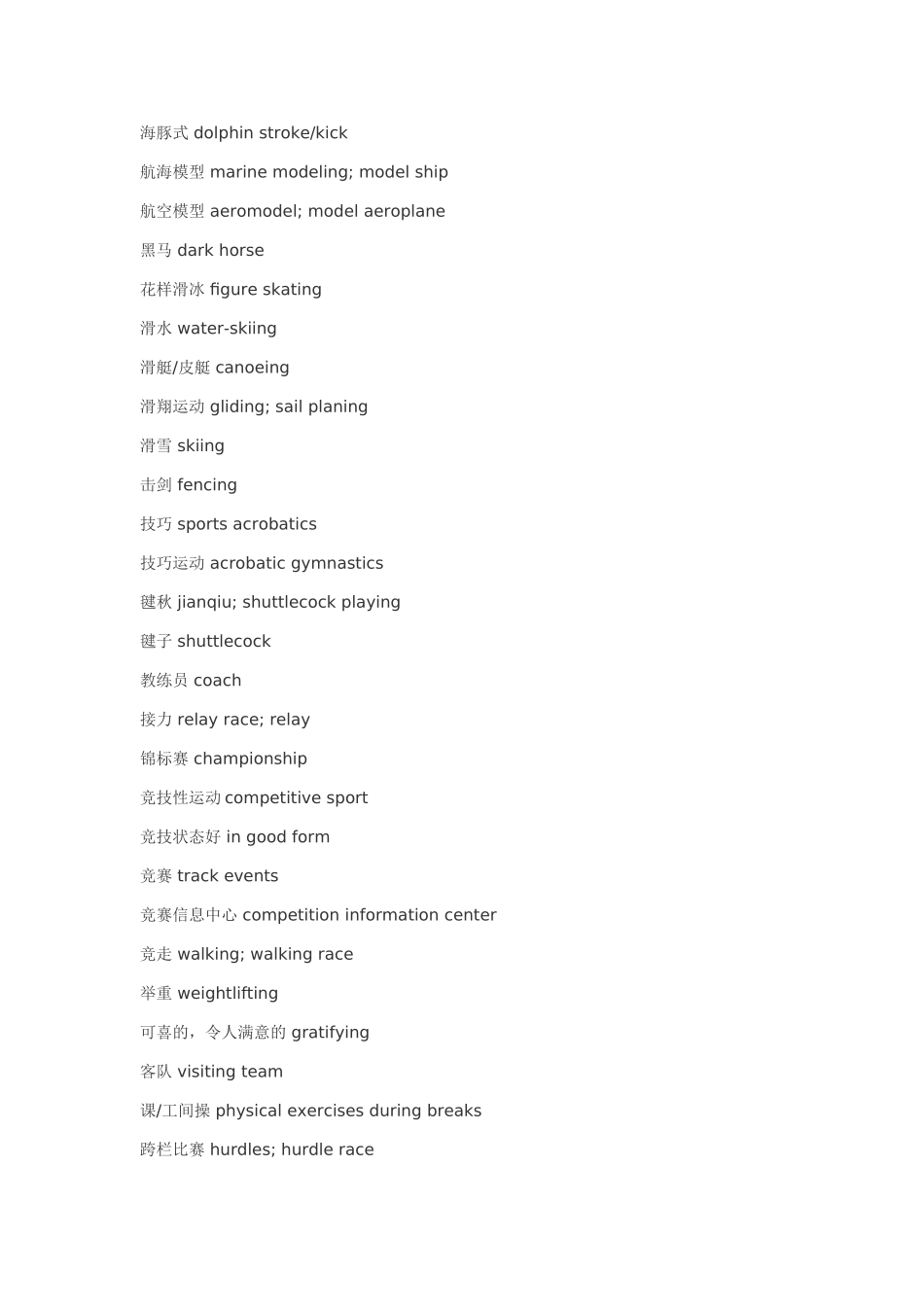 口译笔译分类词汇(18)--体育运动词汇_第3页