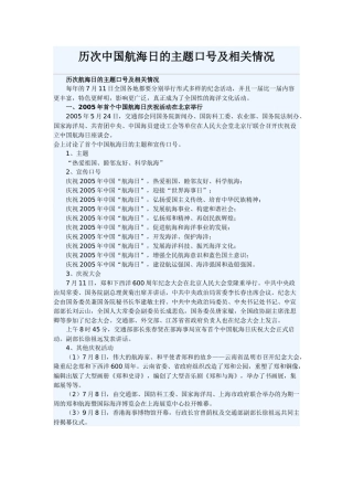 历次中国航海日的主题口号及相关情况