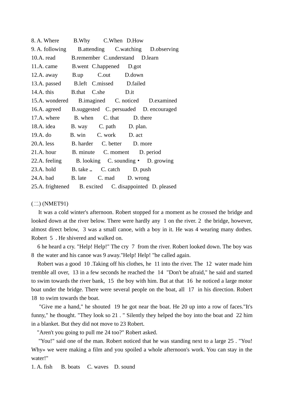 历届高考英语完形填空全国卷_第3页