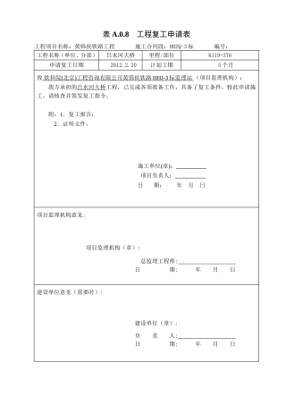 吕水河大桥复工申请