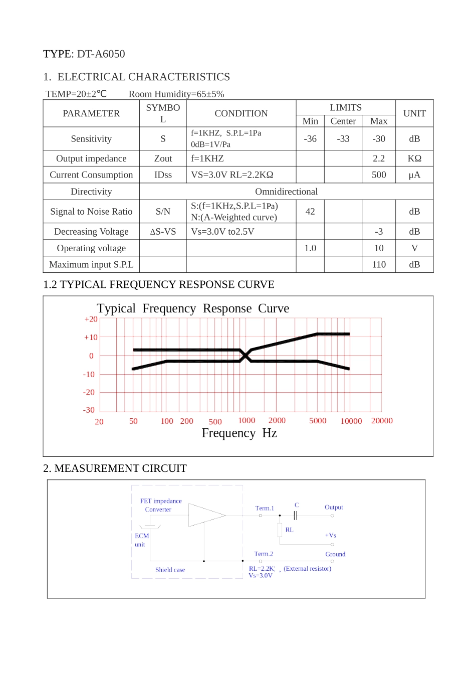 咪头6050-规格书_第2页