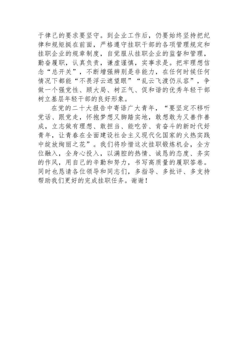 挂职干部表态发言_第2页