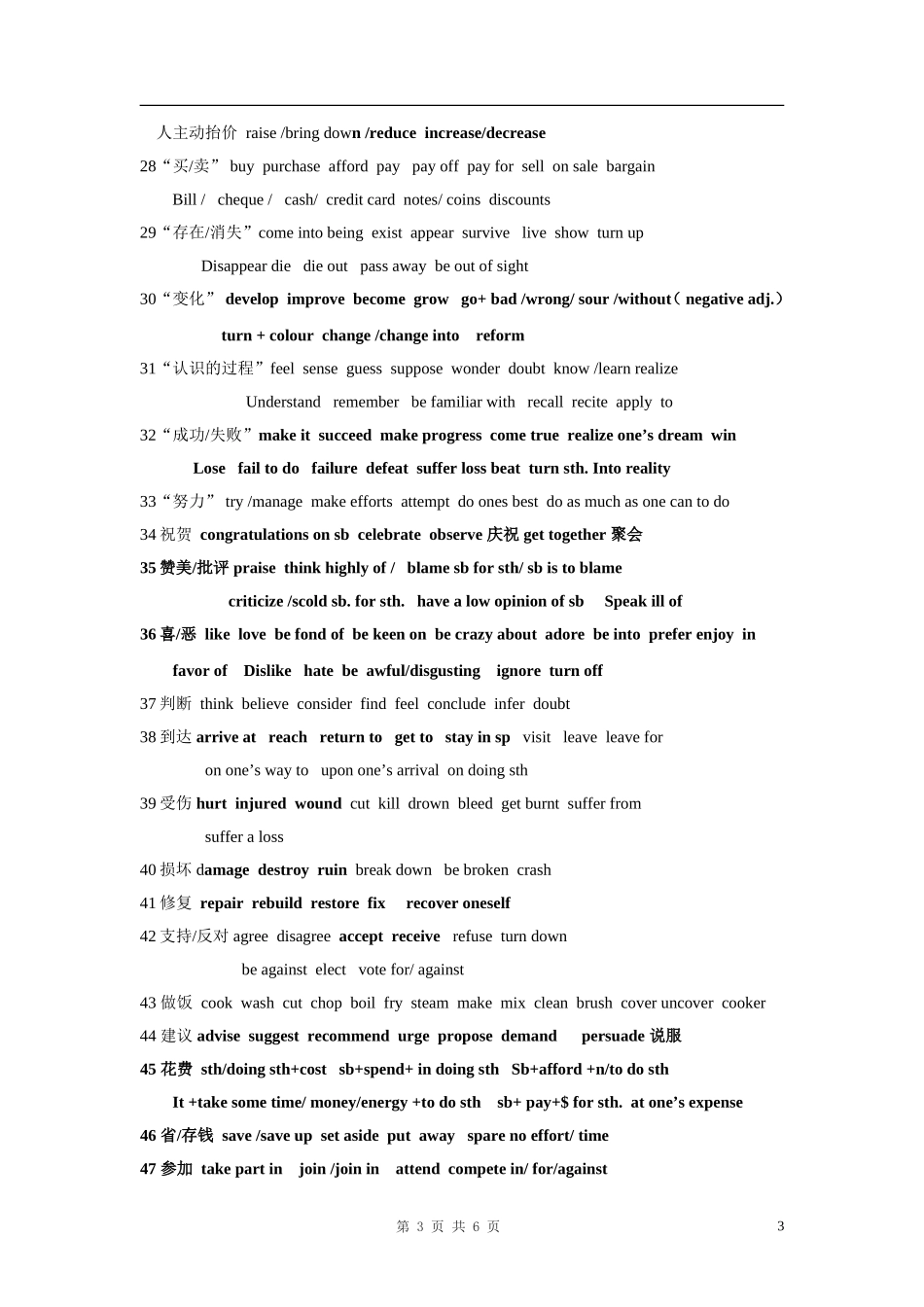 历年高考英语完形填空高频词汇总结_第3页