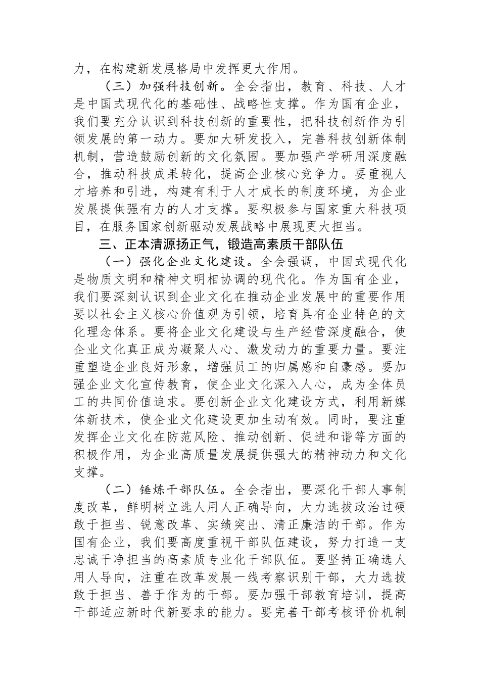 国企领导干部学习党的二十届三中全会精神发言材料_第3页