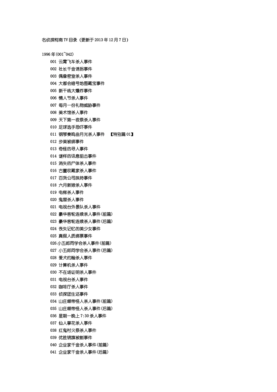 名侦探柯南目录名称(更新至2013年12月7日)史上最全↑_第1页