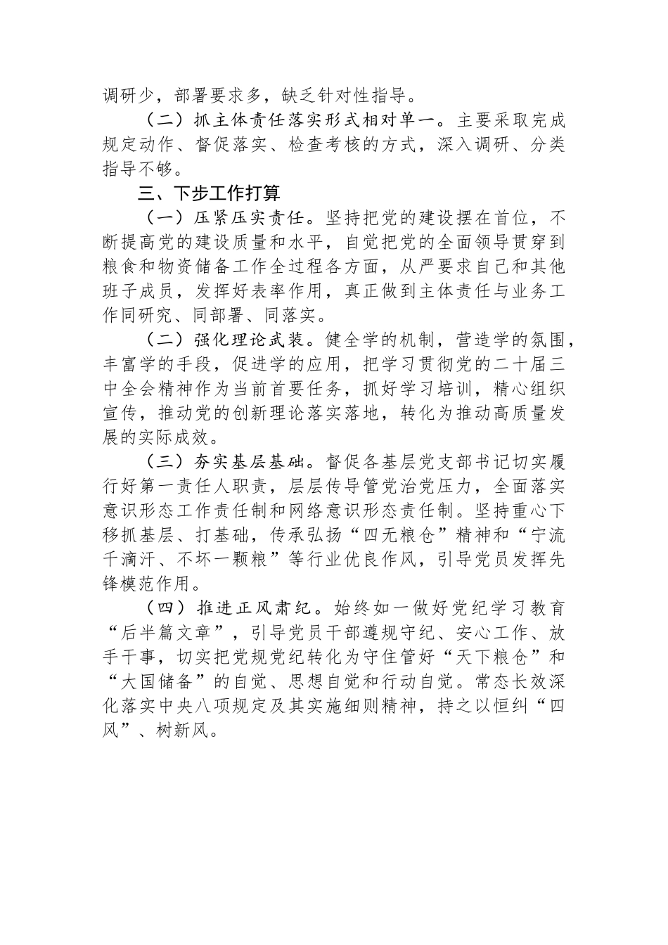 “一把手”2024年以来履行全面从严治党主体责任情况报告_第3页