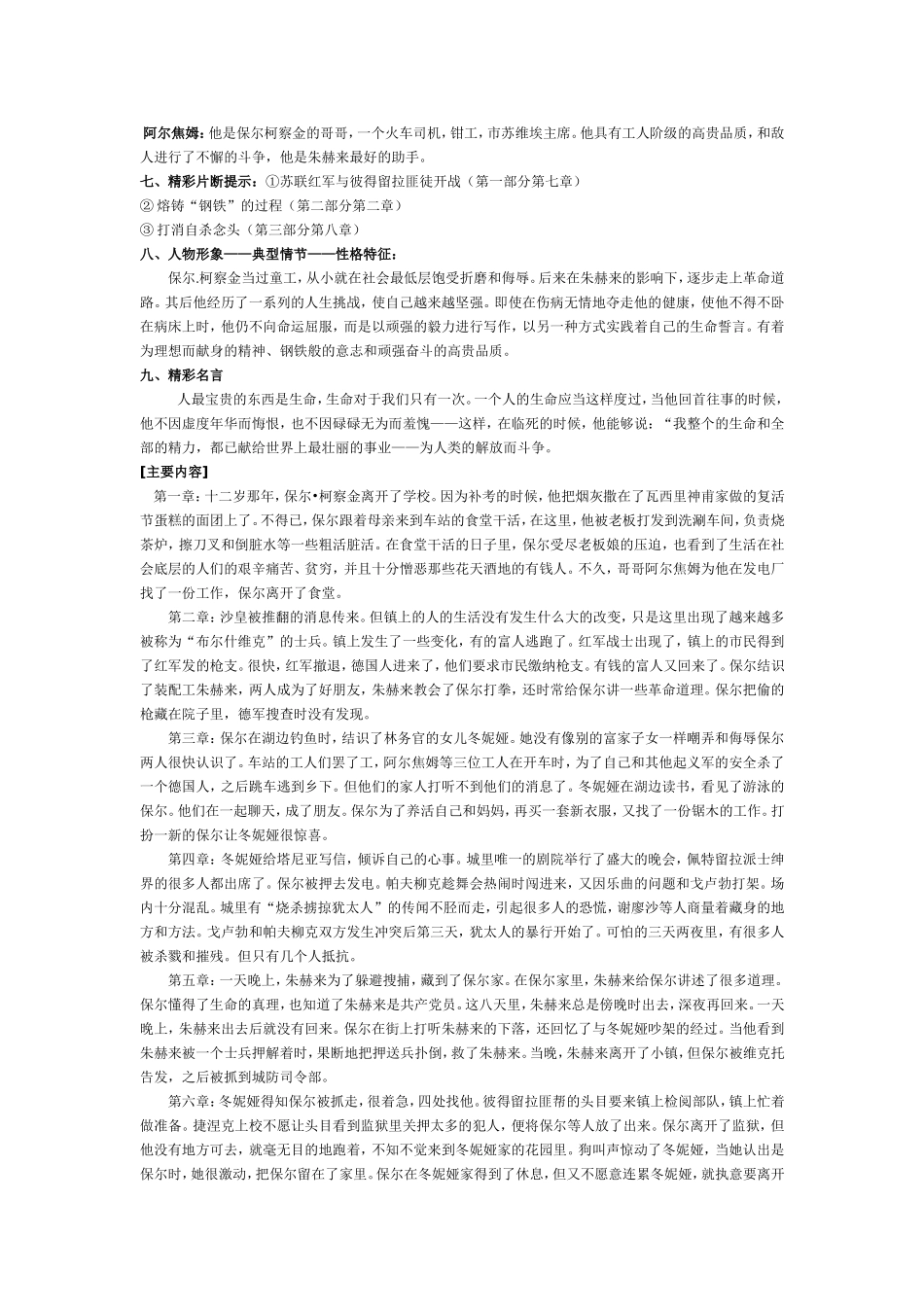 名著导读《钢铁是怎样炼成的》教案_第2页