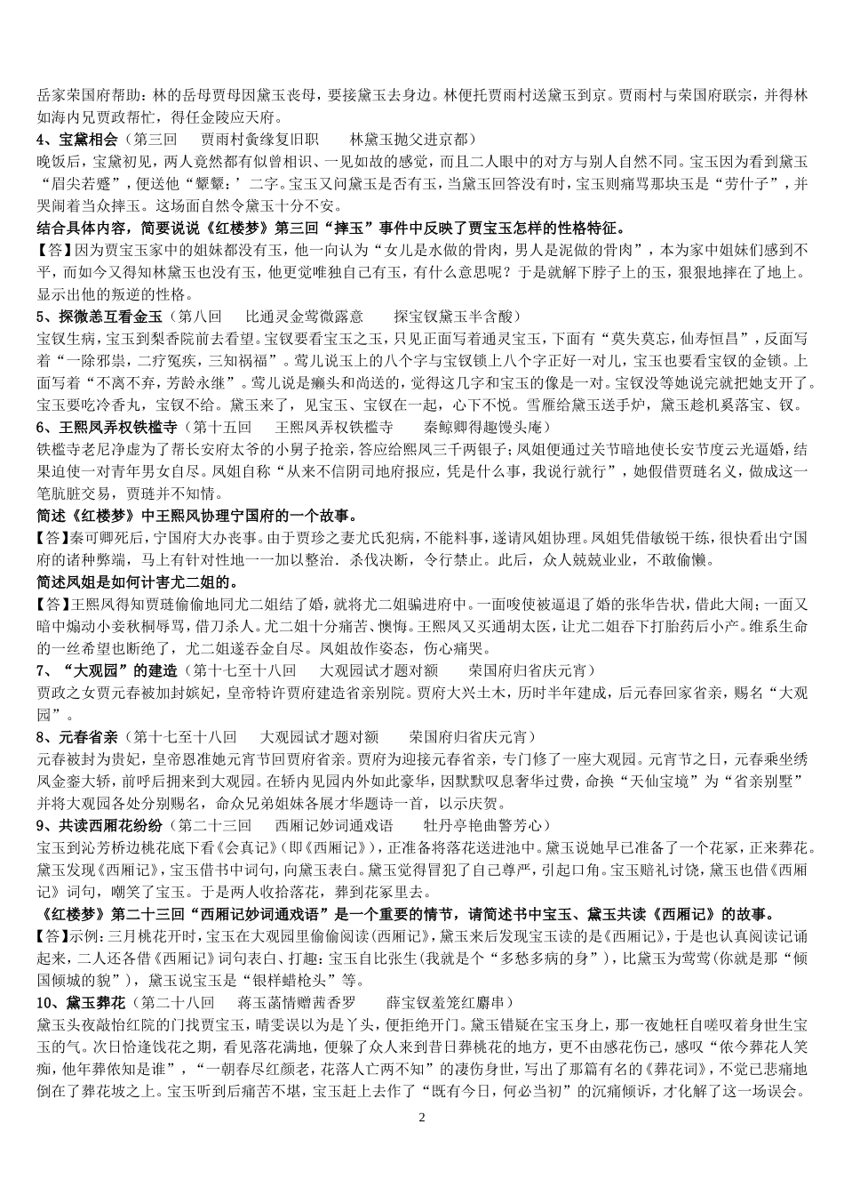 名著导读红楼梦经典问题解答_第2页