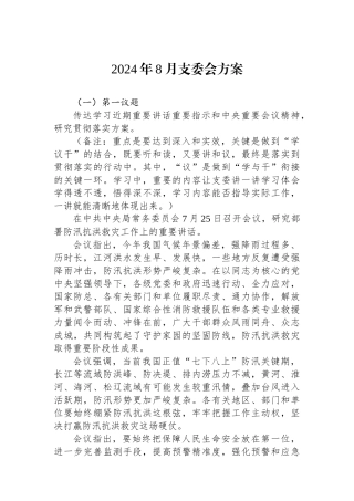 2024年8月支委会方案