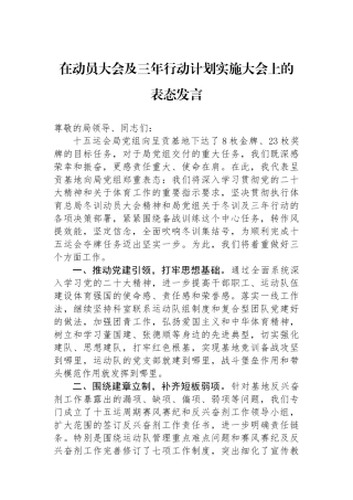 在动员大会及三年行动计划实施大会上的表态发言