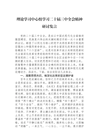 理论学习中心组学习二十届三中全会精神研讨发言