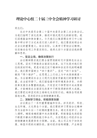 理论中心组二十届三中全会精神学习研讨