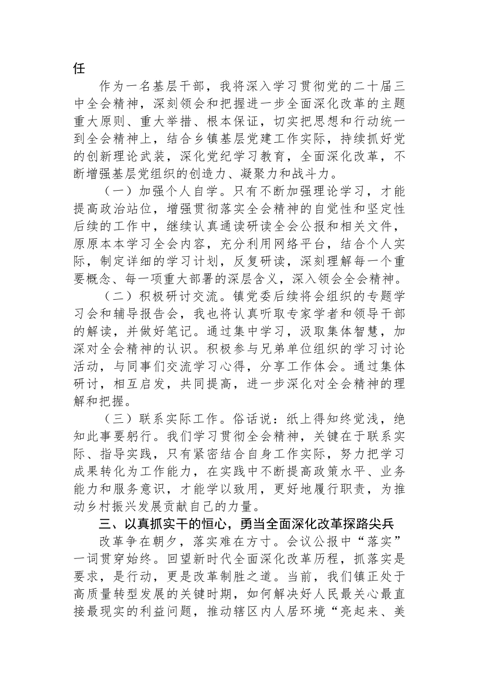 党的二十届三中全会学习心得：高举改革旗帜奋力谱写乡村振兴新篇章_第3页