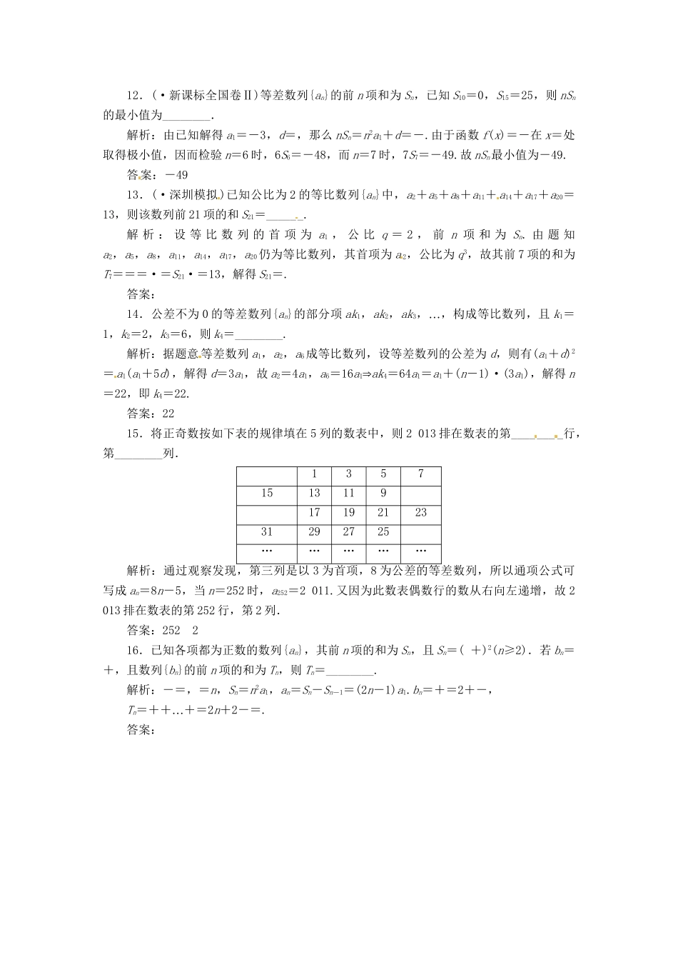 高考数二轮专题突破 （预测演练+提能训练）第1部分 专题三 第1讲 等差数列、等比数列选择、填空题型（以真题和模拟题为例） 理_第3页