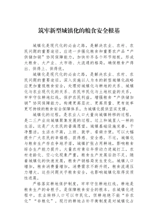 筑牢新型城镇化的粮食安全根基