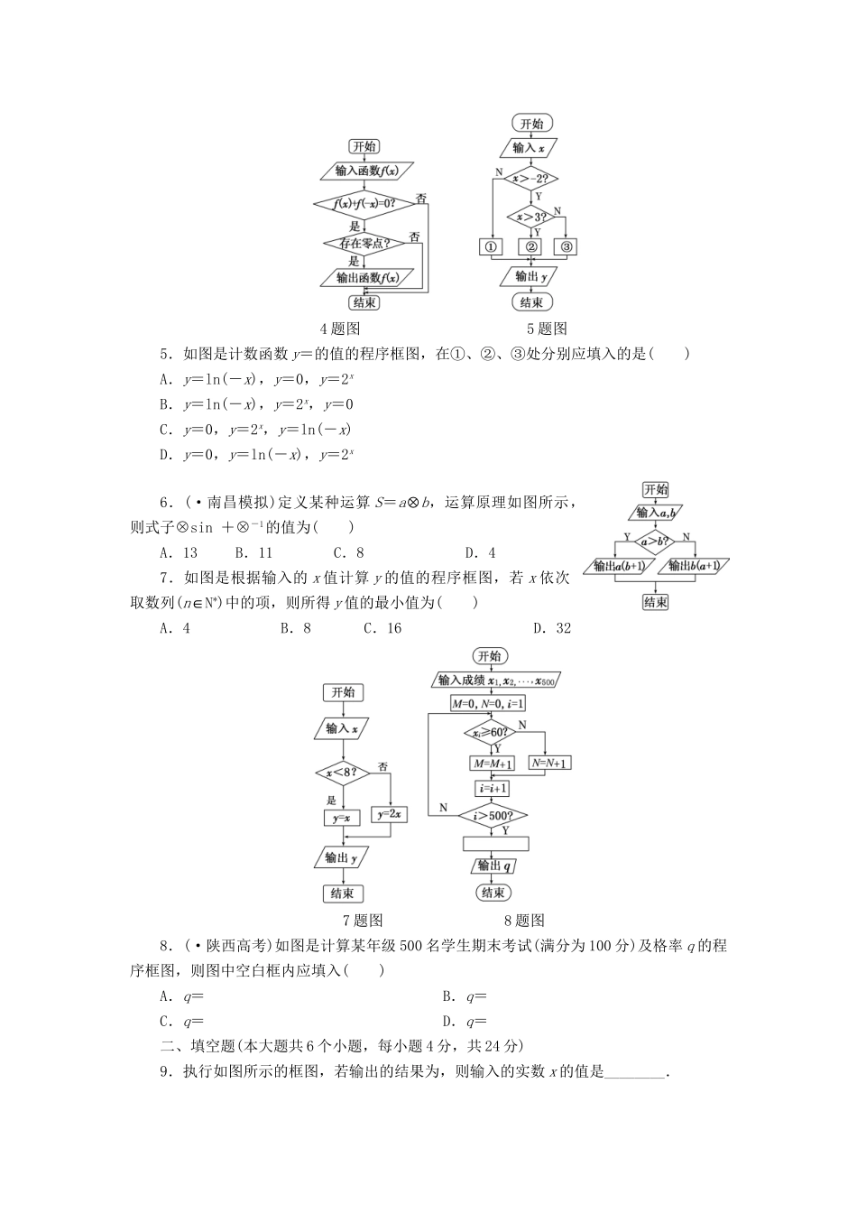 高考数一轮复习 10.3 算法初步限时集训 理_第2页
