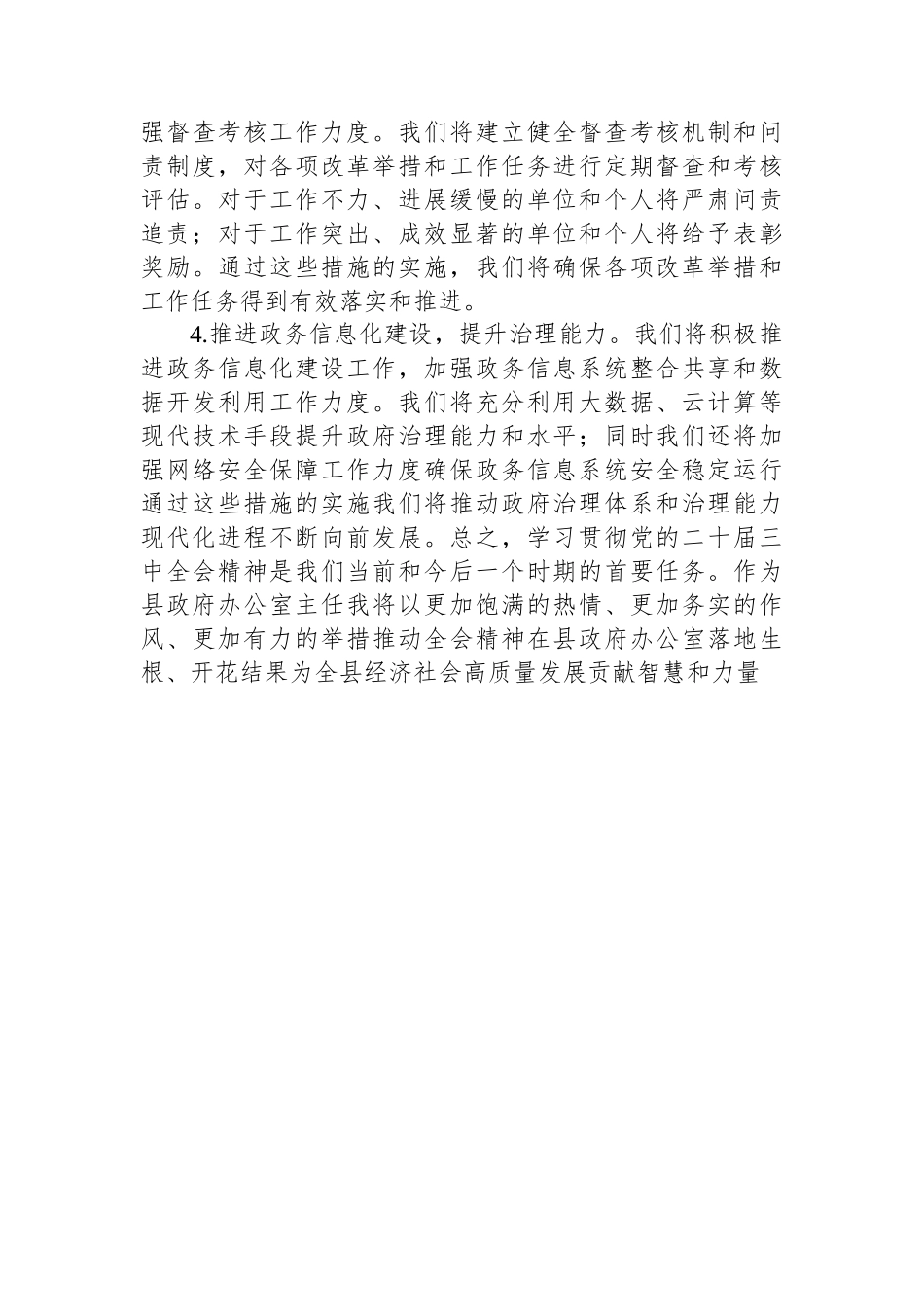 县政府办公室主任学习二十届三中全会精神研讨发言稿_第3页