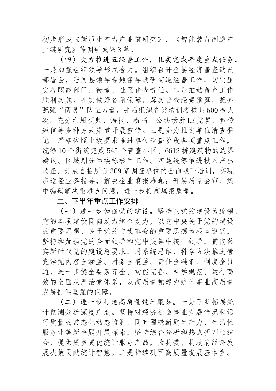 某县统计局2024年上半年工作总结及下半年工作计划_第3页