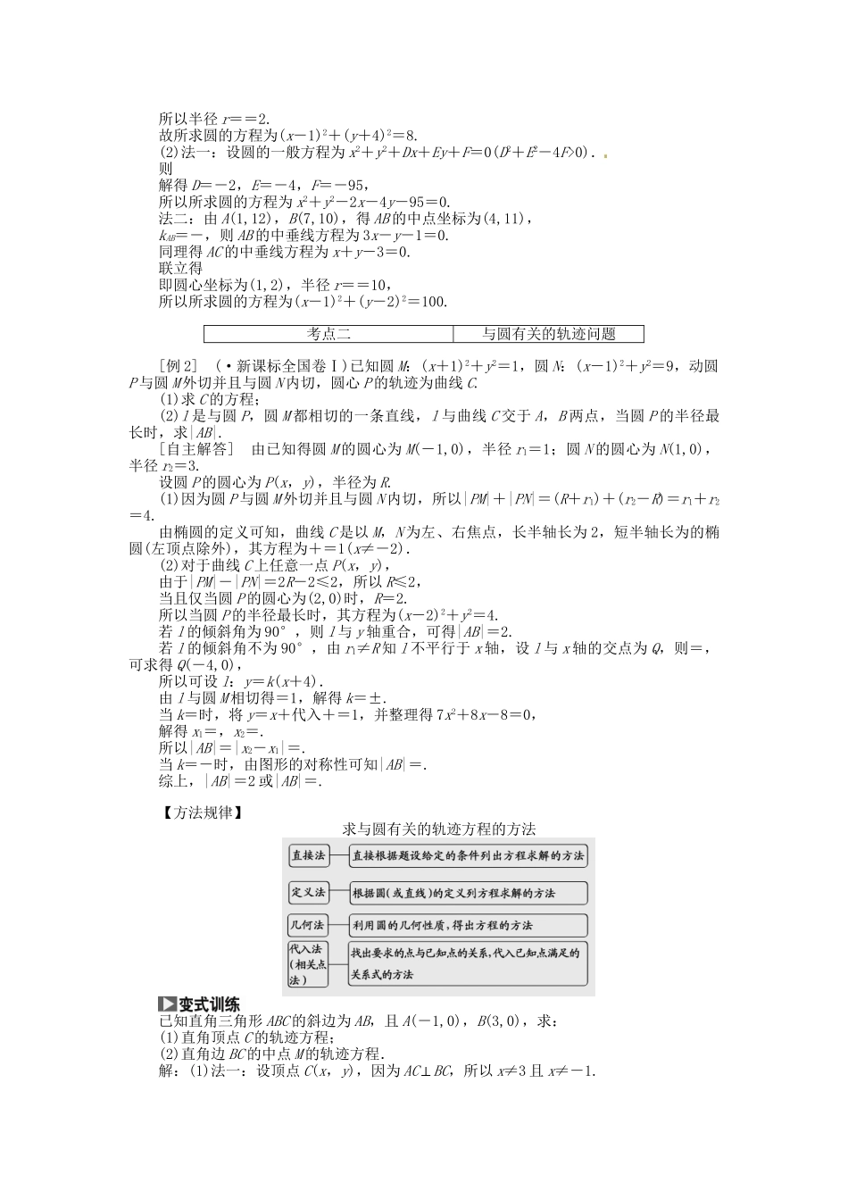 高考数一轮复习 第八章 第三节 圆的方程突破热点题型 文_第2页