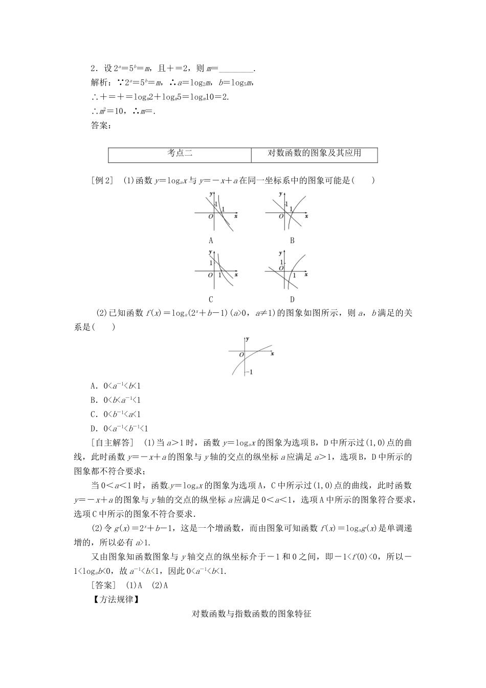 高考数一轮复习 第二章 第六节 对数与对数函数突破热点题型 文_第2页